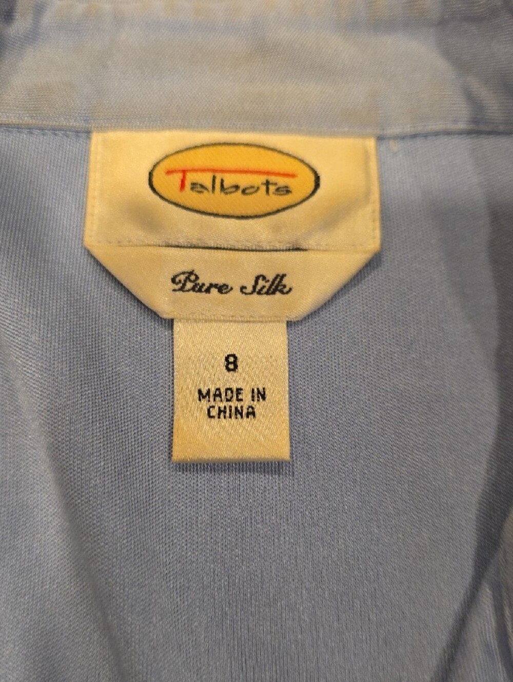 Vtg Talbots Light Blue Long-Sleeve Silk Dress Shirt - Picture 3 of 5